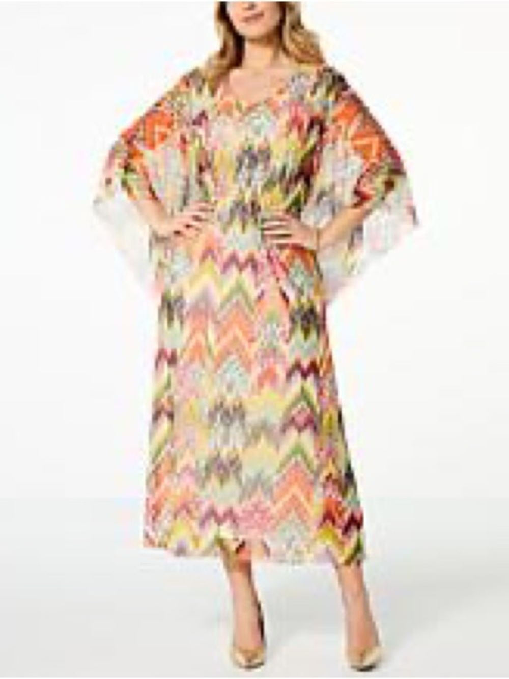 Antthony Originals Orange Multicolor Chevron Maxi Dress